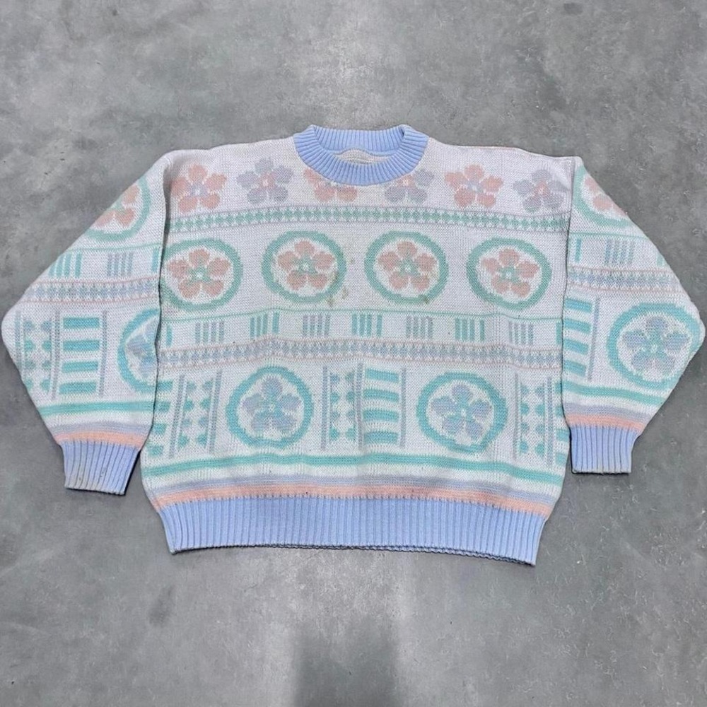 Vintage 90s y2k knit sweater top cropped style alt indie cottage core